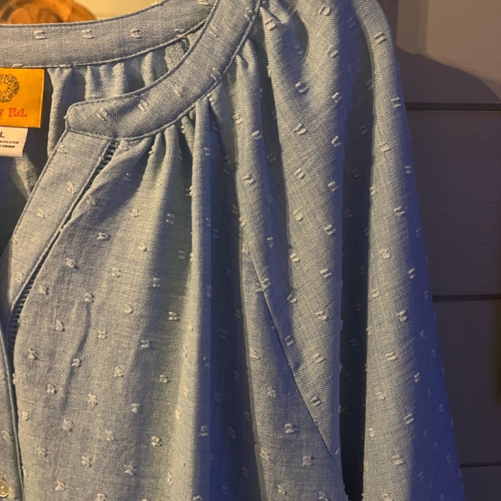 Ruby Rd. Soft Blue Ruffle Sleeve Blouse - Picture 5 of 11
